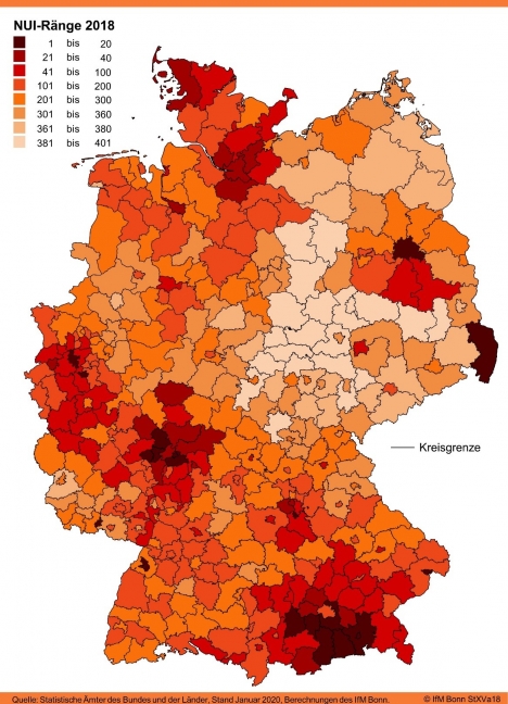 NUI-Regionen-Ranking: Im Landkreis München ist die Gründungsneigung am höchsten -